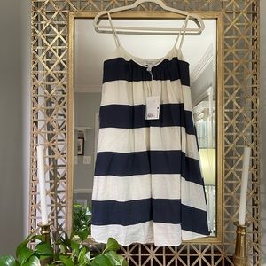 COS NWT Women’s blue white striped mini dress with pockets, fully lined, Size 6